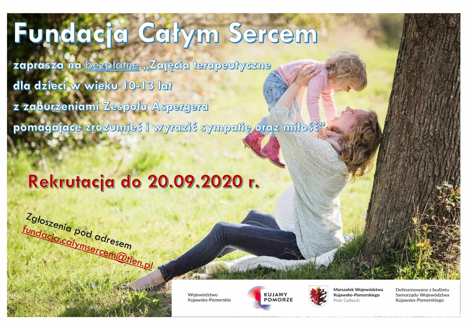 Fundacja „Całym Sercem” zaprasza na bezpłatne zajęcia terapeutyczne dla dzieci w wieku 10-13 lat z zaburzeniami Zespołu Aspergera pomagające zrozumieć i wyrazić sympatię oraz miłość