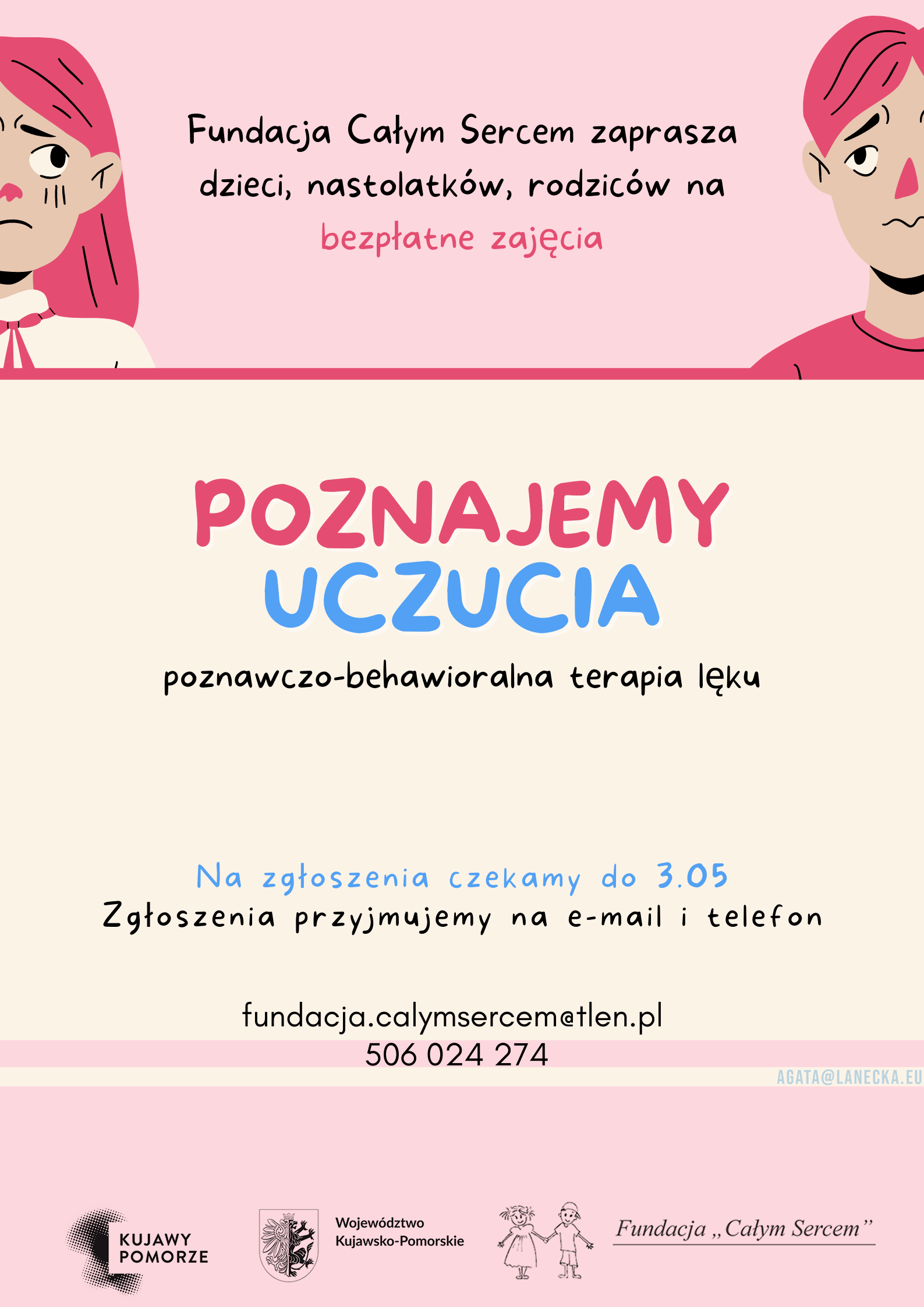 Fundacja „Całym Sercem” zaprasza na bezpłatne szkolenia pt. "Poznajemy uczucia-behawioralna terapia lęku"